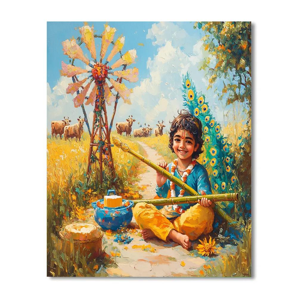 Vrindavan Windmill Flute Workshop paint by number