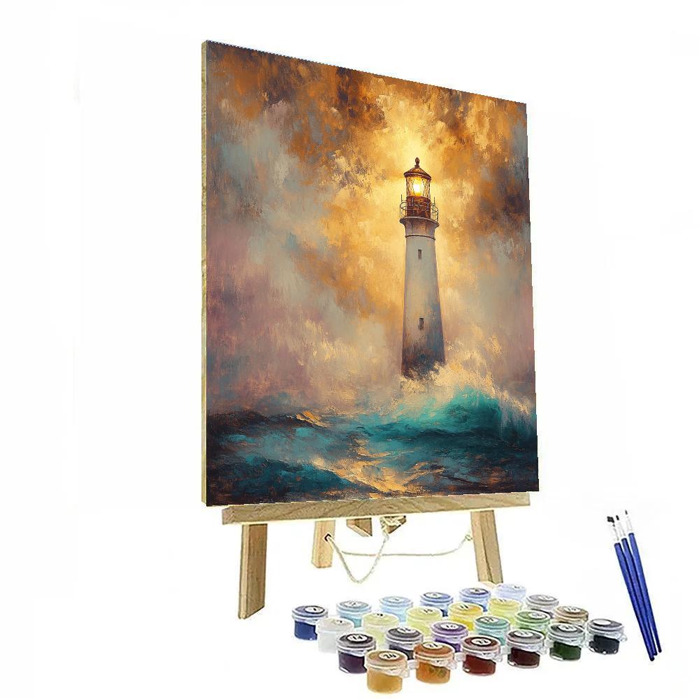 JMW Turner Inspired Lighthouse In Wild Sea Sunset Painting by numbers kit