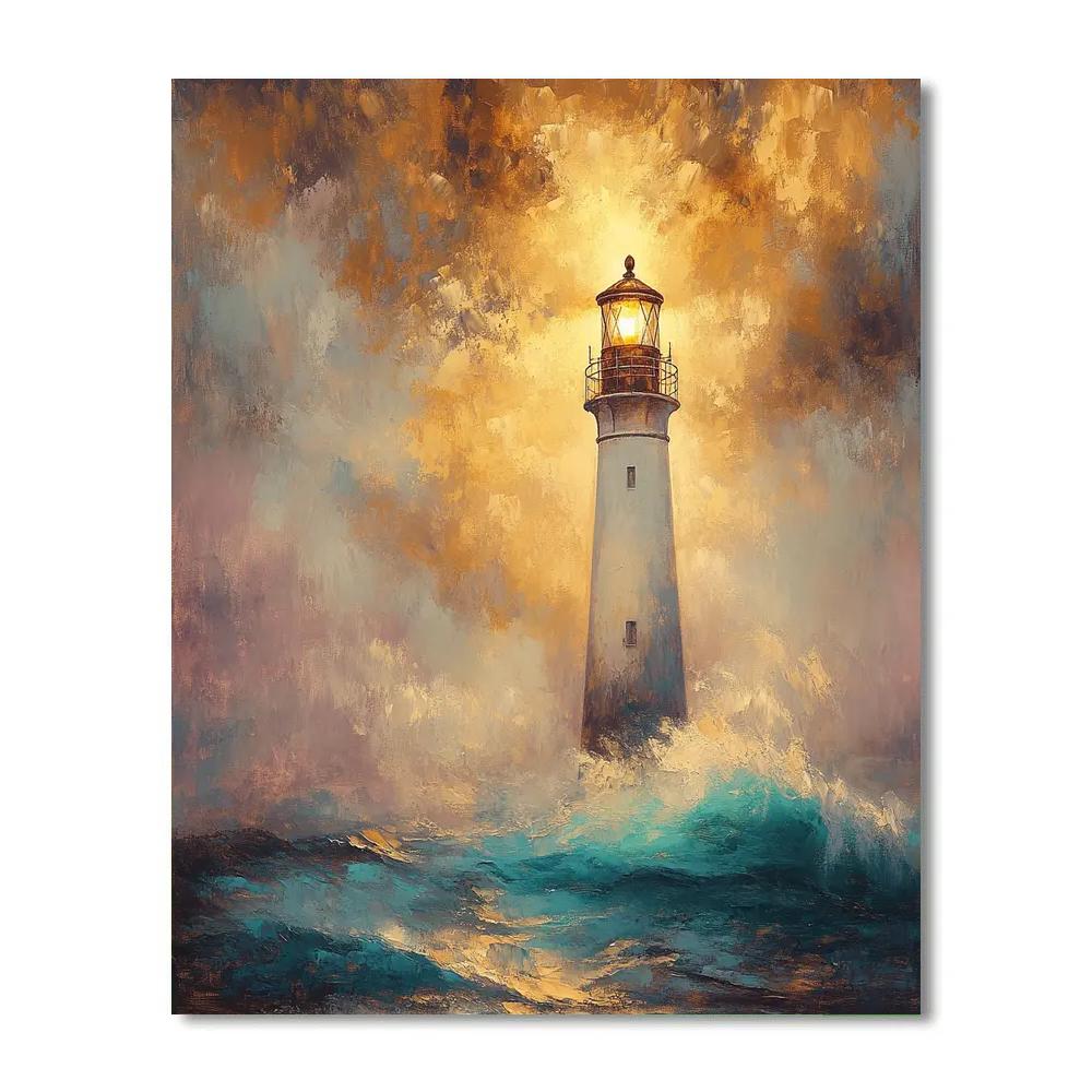 JMW Turner Inspired Lighthouse In Wild Sea Sunset Painting by numbers kit
