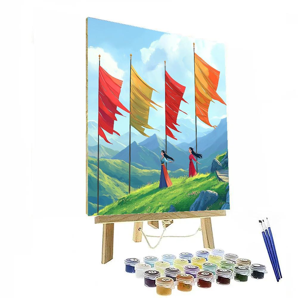 Mulan Mountain Wind Banner Practice painting number kit