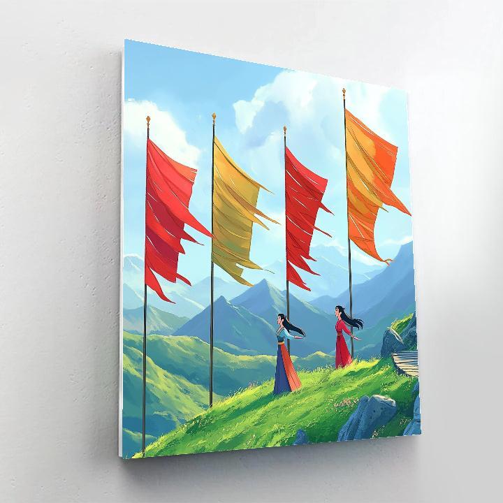 Mulan Mountain Wind Banner Practice painting number kit