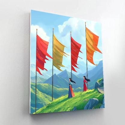 Mulan Mountain Wind Banner Practice painting number kit