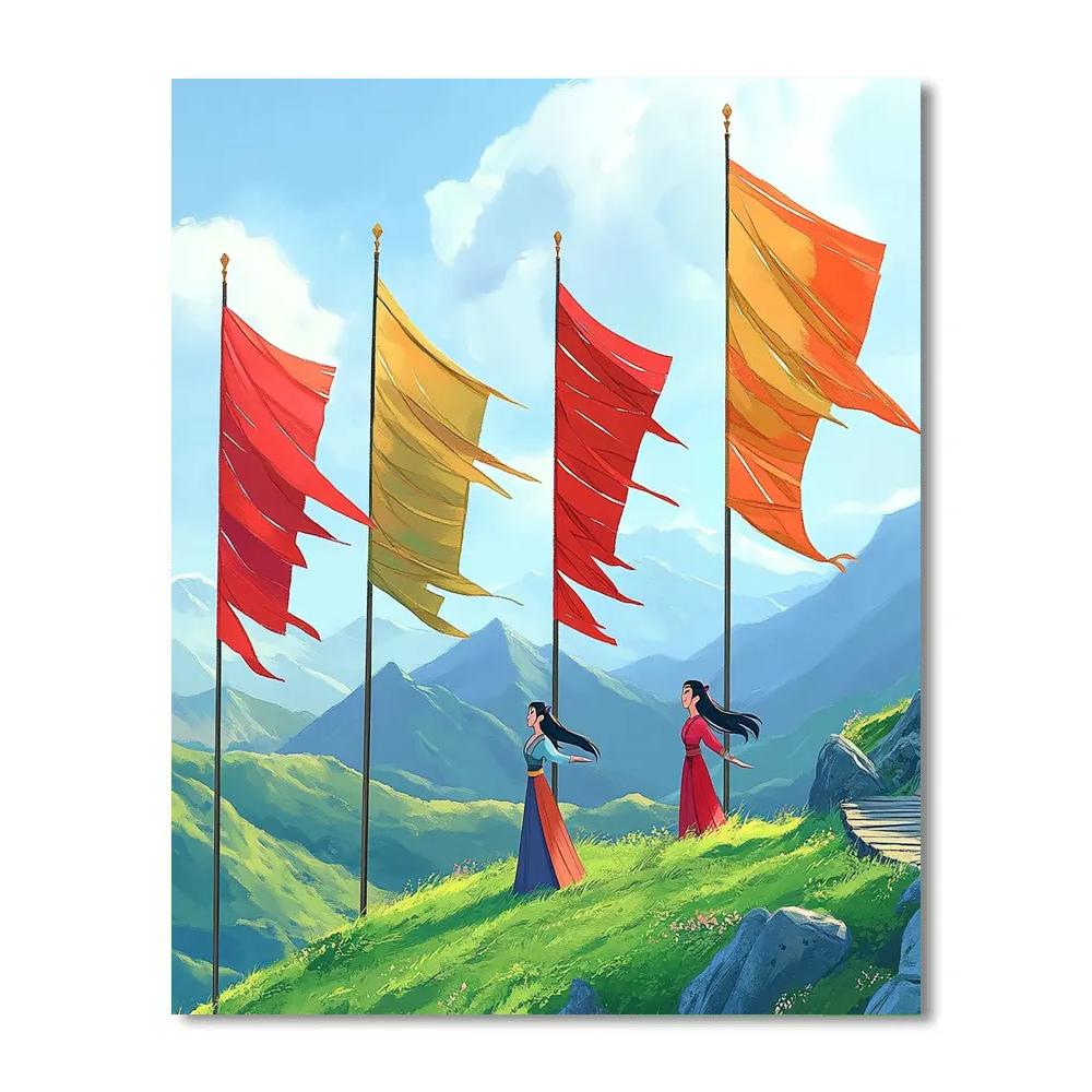 Mulan Mountain Wind Banner Practice painting number kit