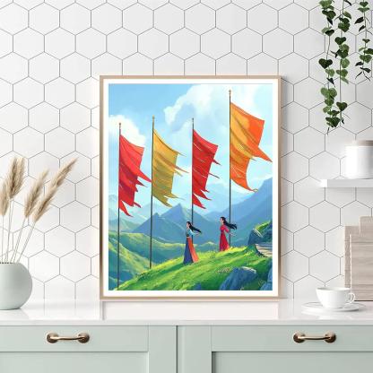 Mulan Mountain Wind Banner Practice painting number kit