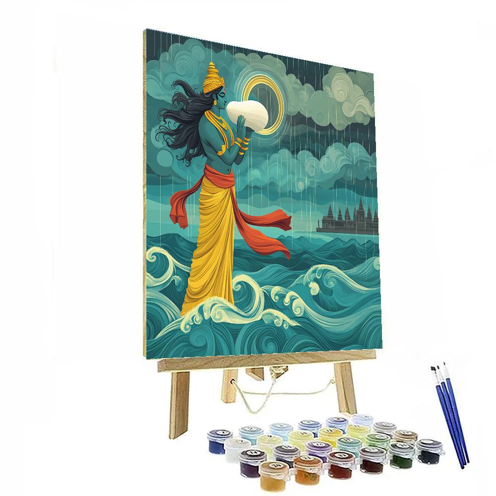 Vishnu Calming The Monsoon Ocean With Shankha Song Paint by numbers kits