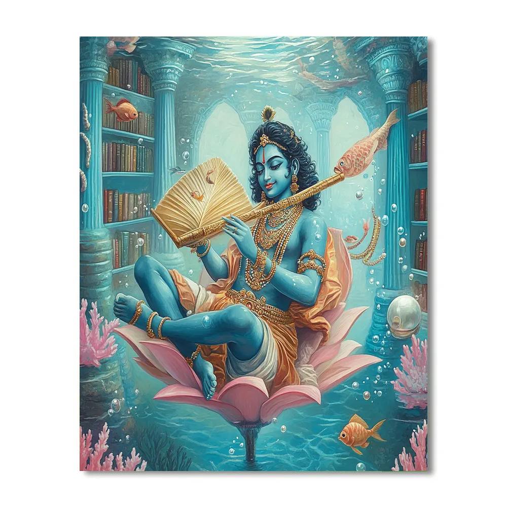 Krishna Underwater Lotus Library Paint by numbers kits