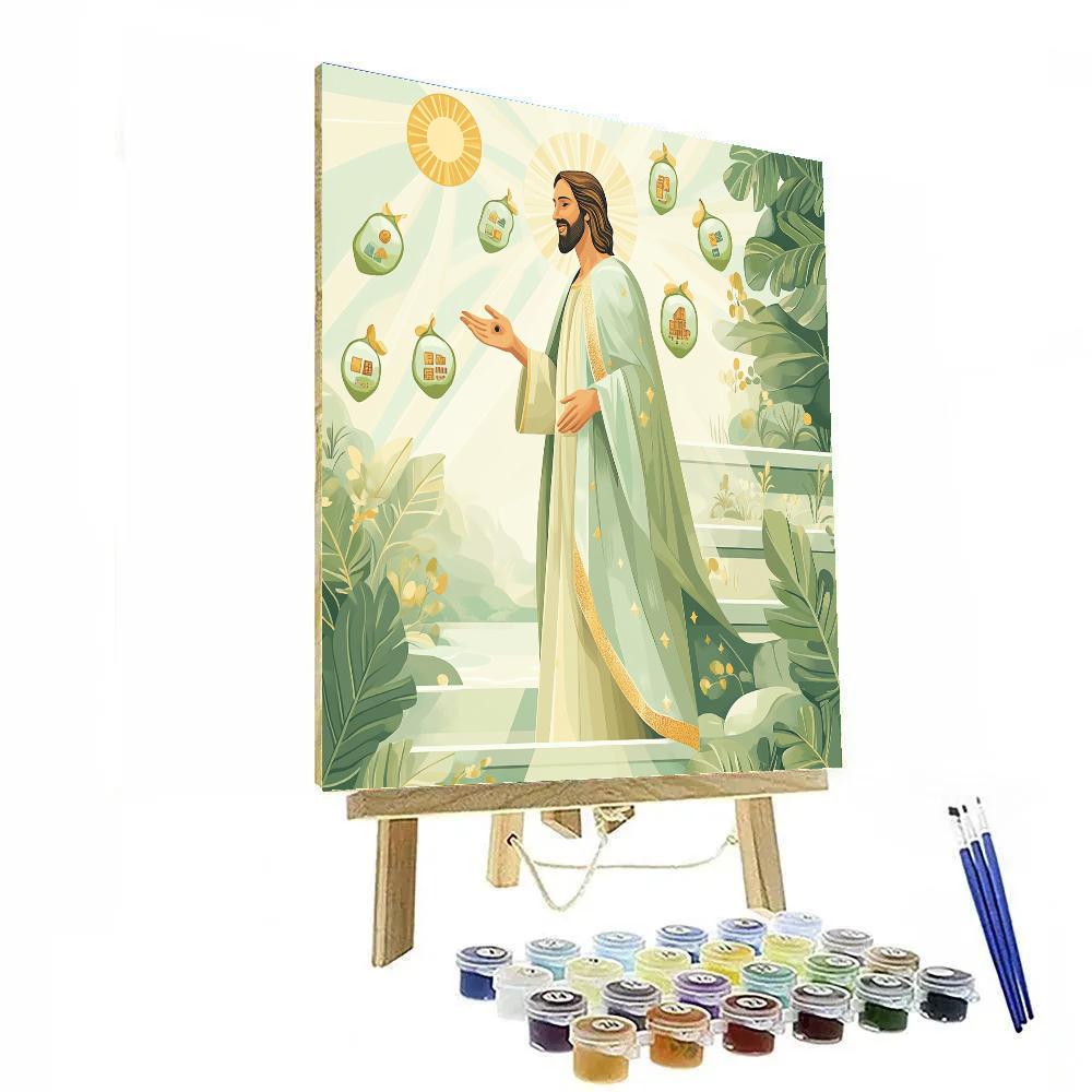 Jesus In Garden Of Floating Parables Numbered painting kits