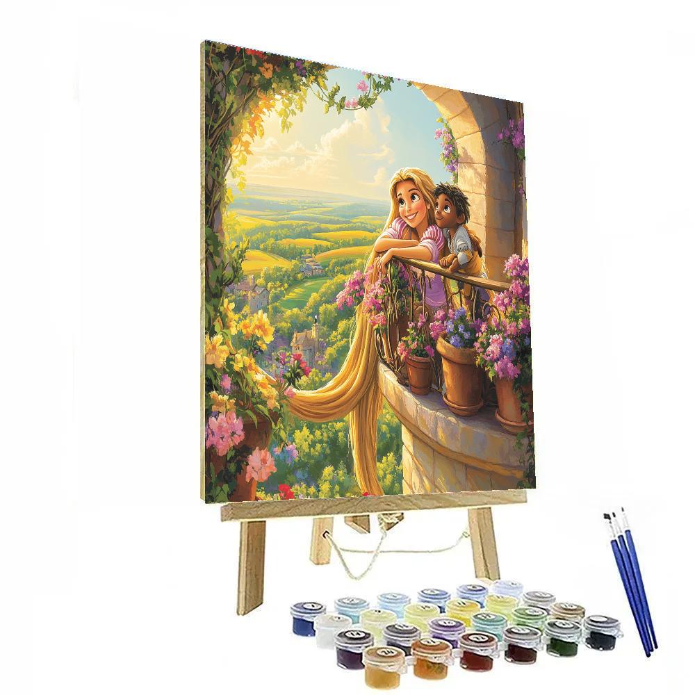 Rapunzel And Pascal Sunlit Tower Balcony paint by number
