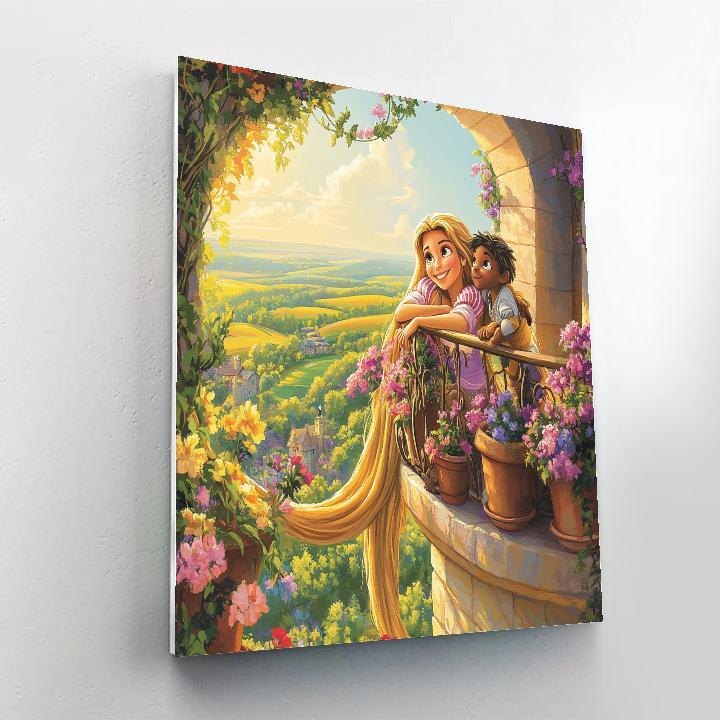 Rapunzel And Pascal Sunlit Tower Balcony paint by number