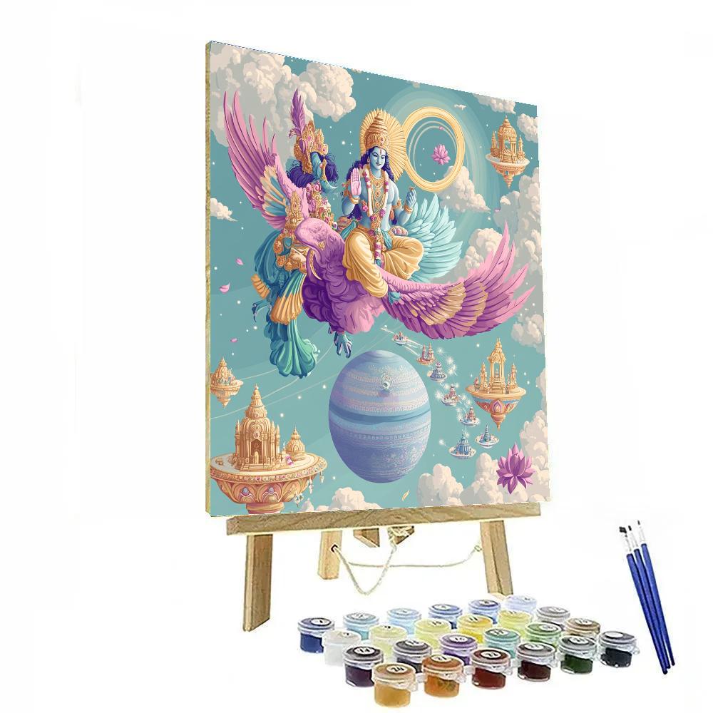 Vishnu And Garuda Navigating The Ringed Planet Skyway Paint by numbers art