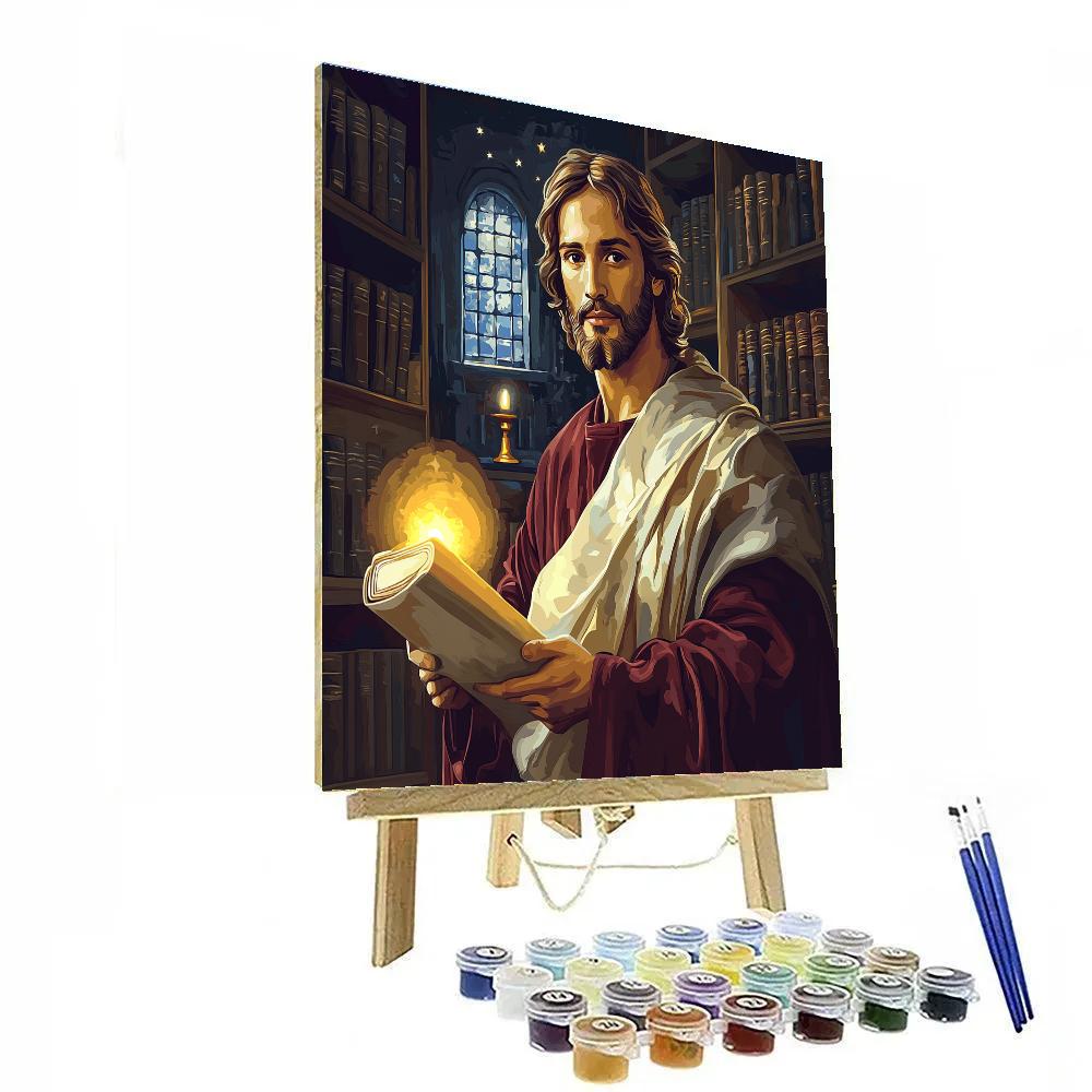 Starlit Library Jesus With The Scroll Of Light DIY paint by numbers