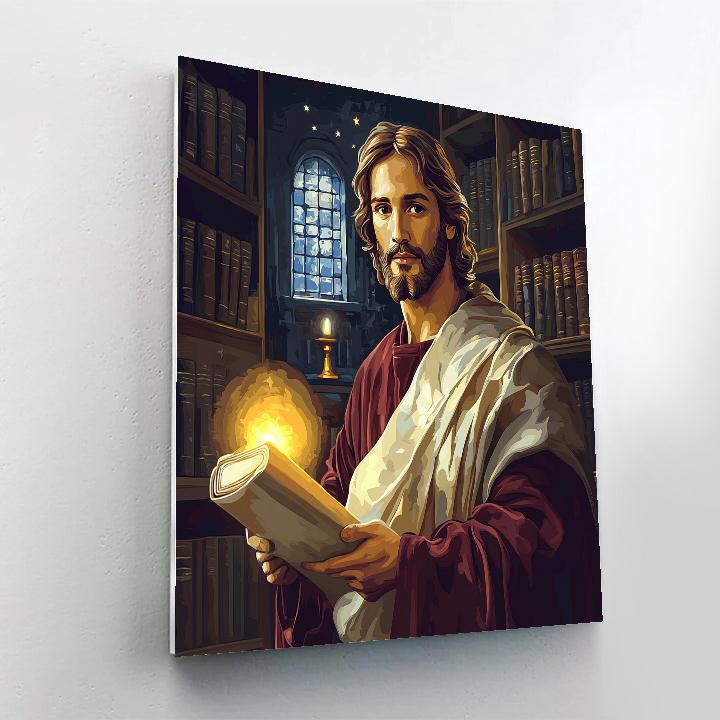 Starlit Library Jesus With The Scroll Of Light DIY paint by numbers
