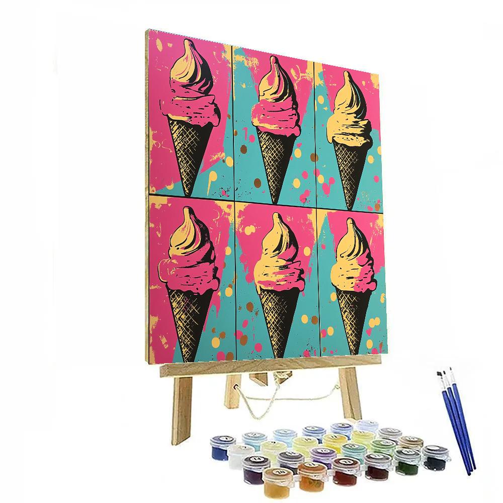 Andy Warhol Inspired Pop Art Ice Cream Parade paint by numbers