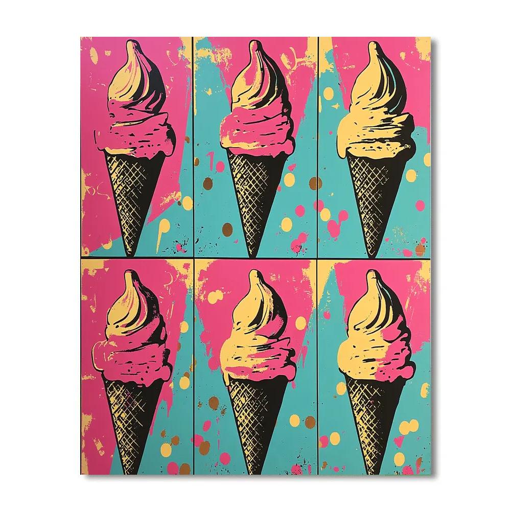 Andy Warhol Inspired Pop Art Ice Cream Parade paint by numbers