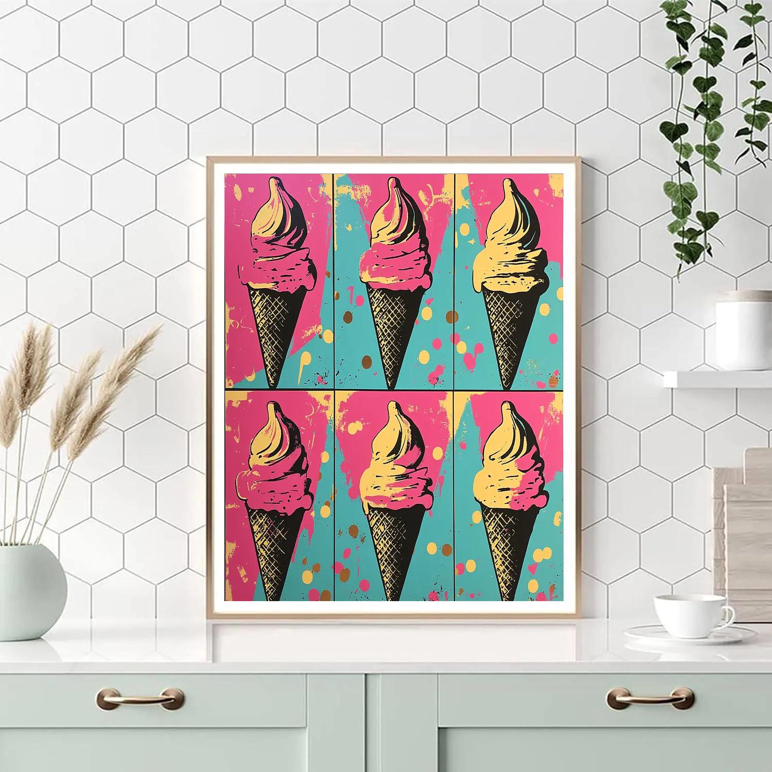 Andy Warhol Inspired Pop Art Ice Cream Parade paint by numbers