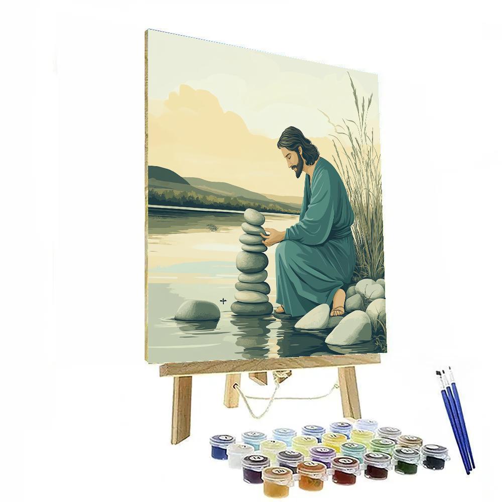 River Stones And Jesus In Quiet Balance paint by numbers