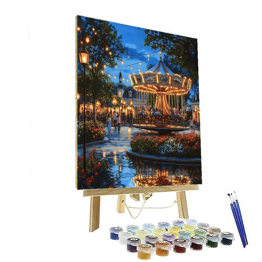 Tivoli Gardens Evening Lights Copenhagen Denmark paint by color
