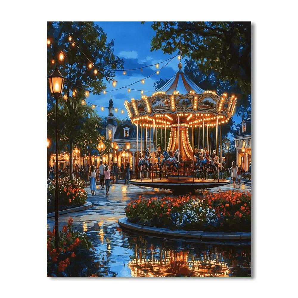 Tivoli Gardens Evening Lights Copenhagen Denmark paint by color