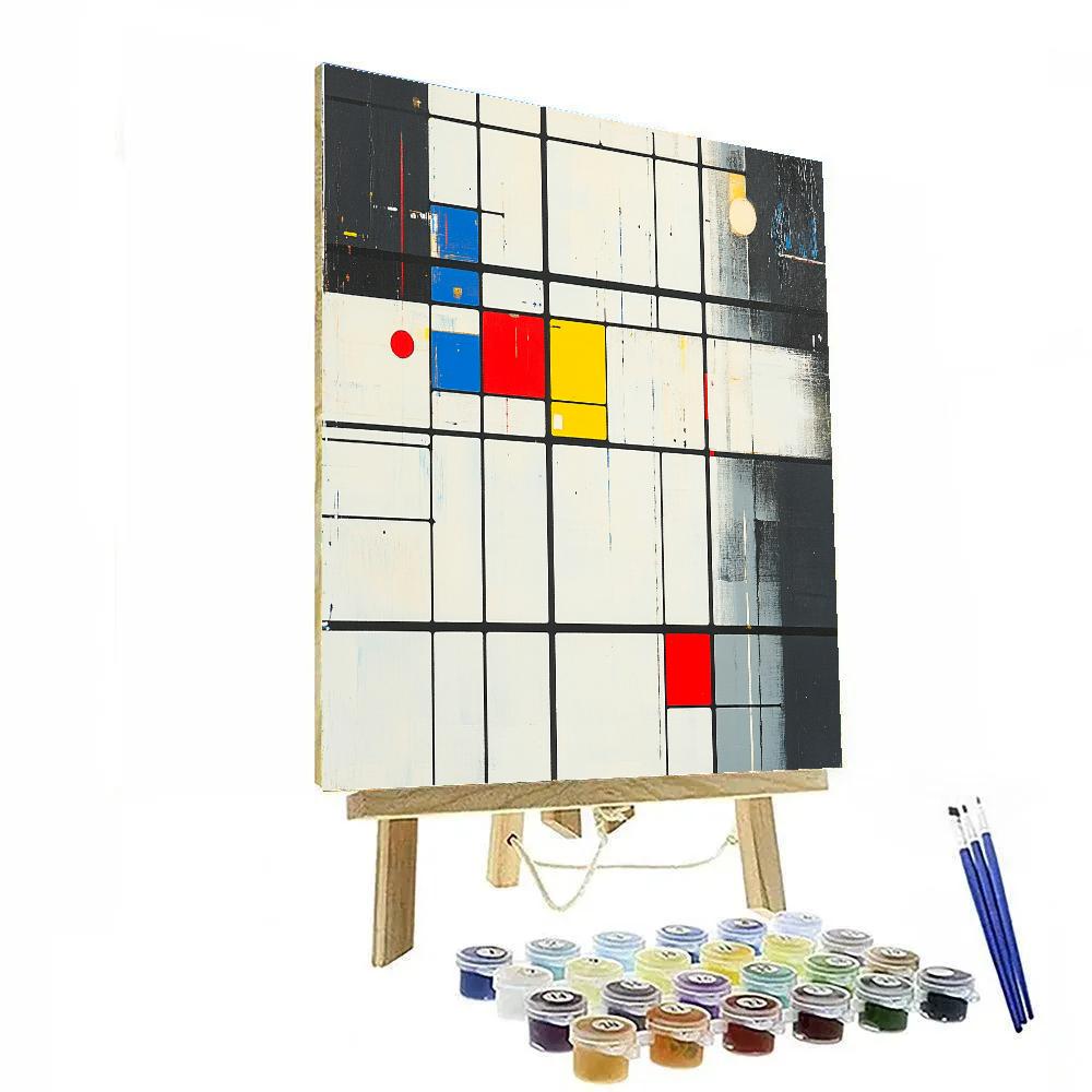 Piet Mondrian Inspired Citylights Grid At Night DIY paint by numbers