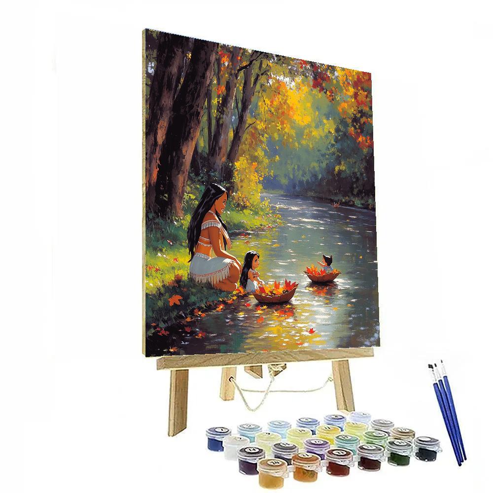 Pocahontas And Meeko Riverbank Leaf Boats Paint by numbers art