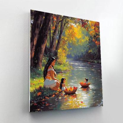 Pocahontas And Meeko Riverbank Leaf Boats Paint by numbers art
