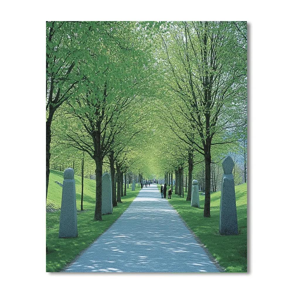 Vigeland Sculpture Park Spring Path Oslo Norway Numbered painting kits