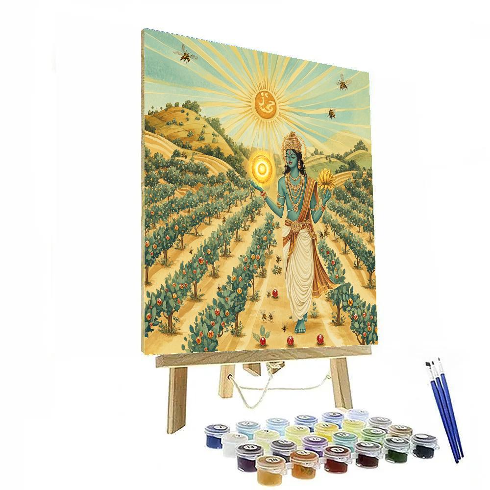 Vishnu Blessing The Solar Orchard Of Suryakanta Stones Number painting