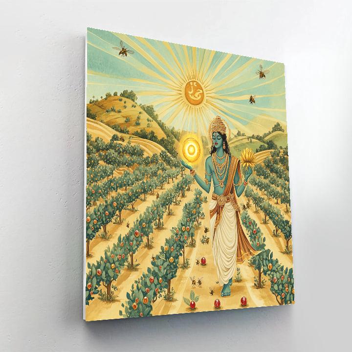 Vishnu Blessing The Solar Orchard Of Suryakanta Stones Number painting
