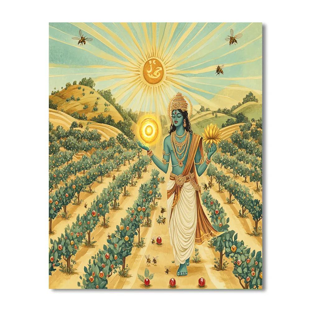 Vishnu Blessing The Solar Orchard Of Suryakanta Stones Number painting