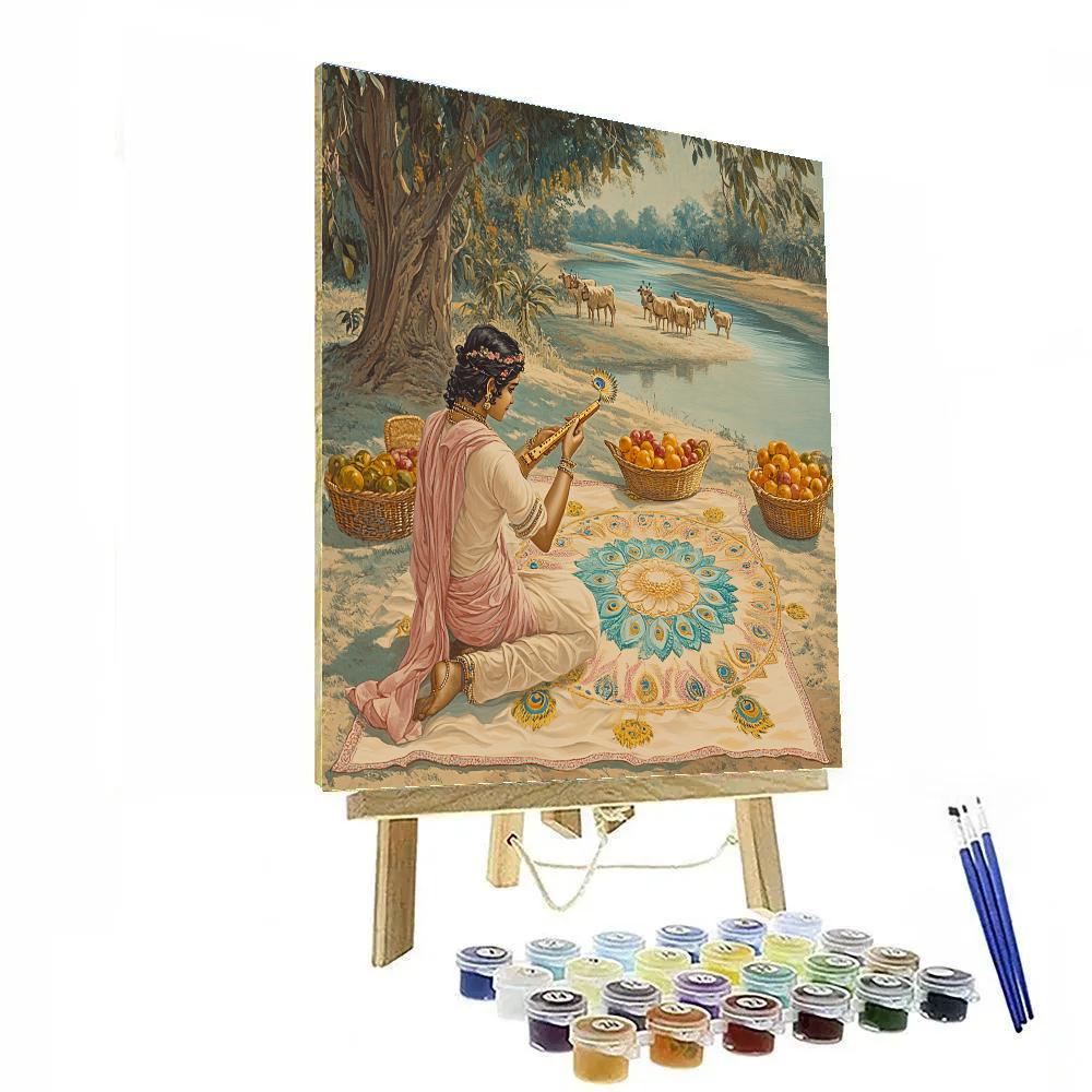 Krishna Sand Mandala Picnic Number painting