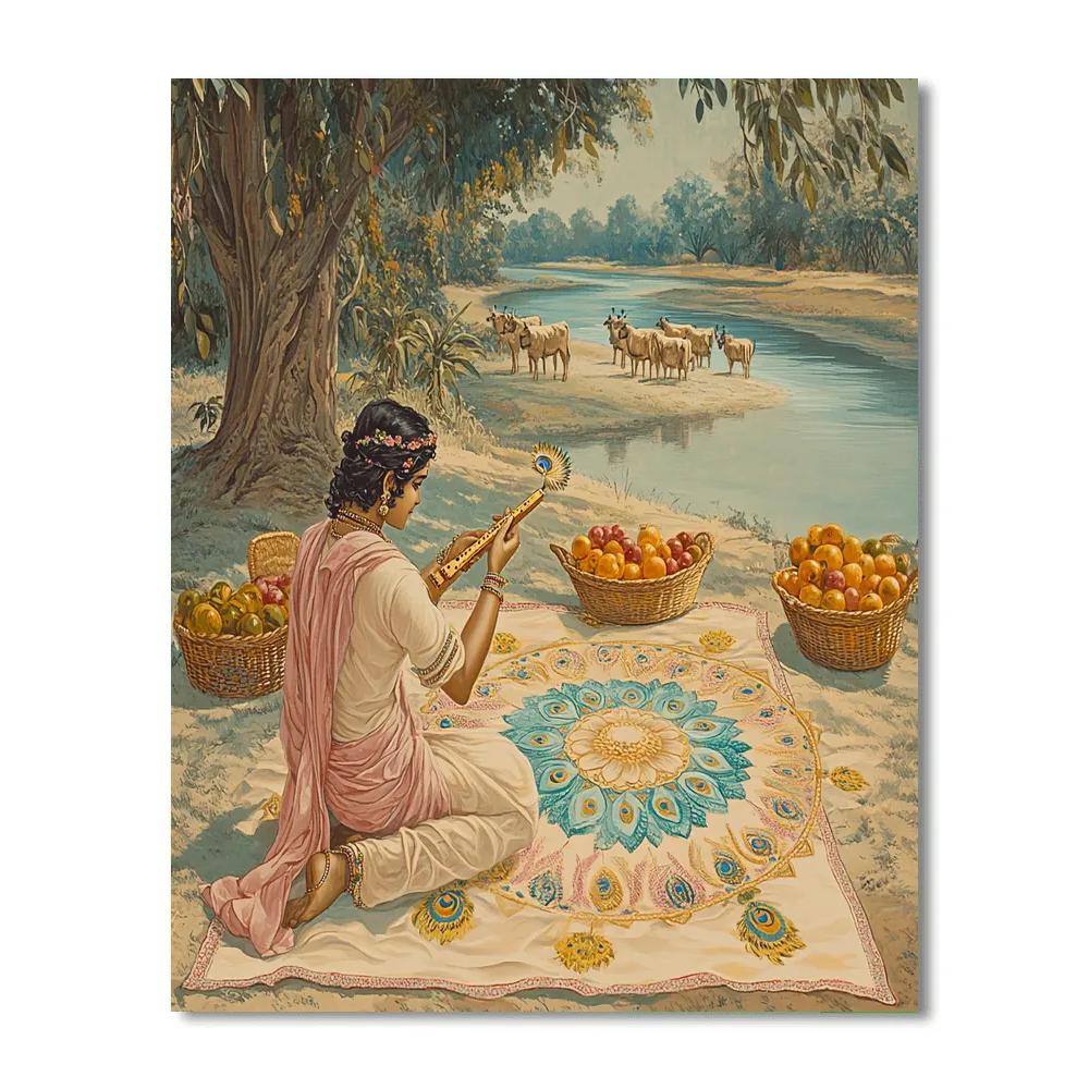 Krishna Sand Mandala Picnic Number painting