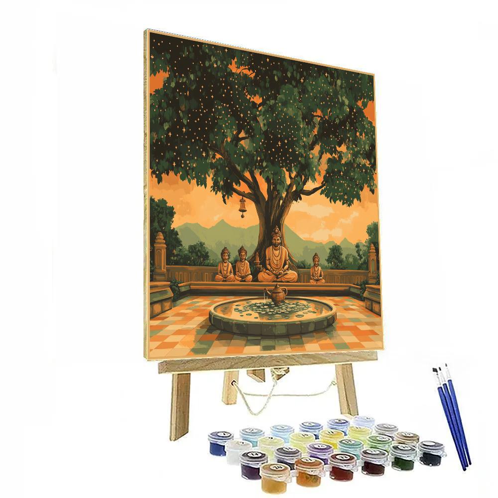 Temple Courtyard Brahma Sky Garden painting number kit