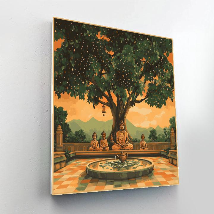 Temple Courtyard Brahma Sky Garden painting number kit