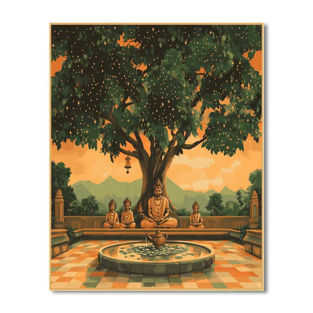 Temple Courtyard Brahma Sky Garden painting number kit