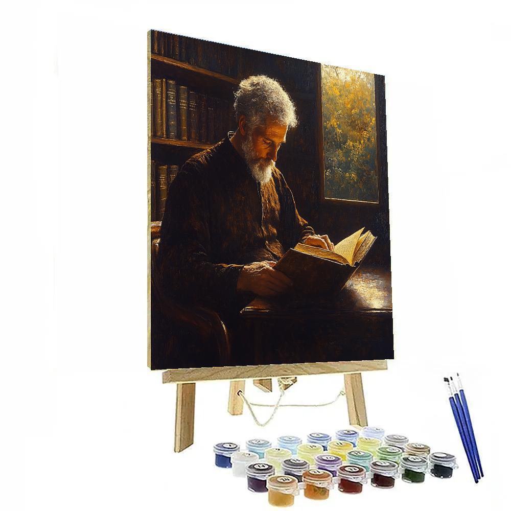 Rembrandt Inspired Scholar In Library Window Light Paint by numbers kits