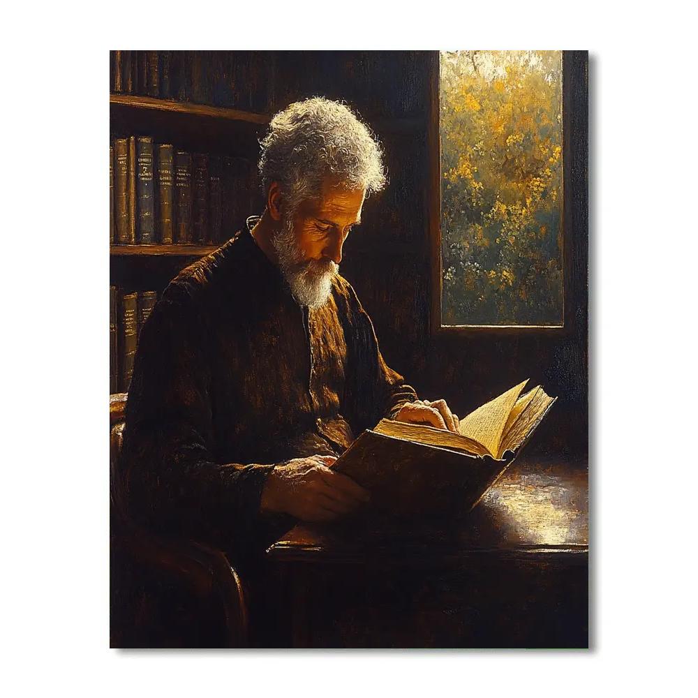 Rembrandt Inspired Scholar In Library Window Light Paint by numbers kits