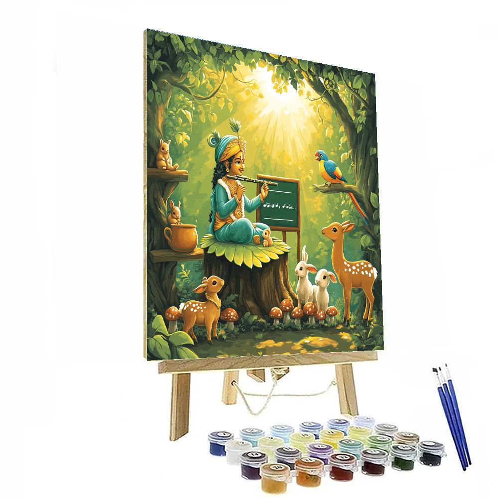 Krishna Classroom Of Forest Friends Number painting