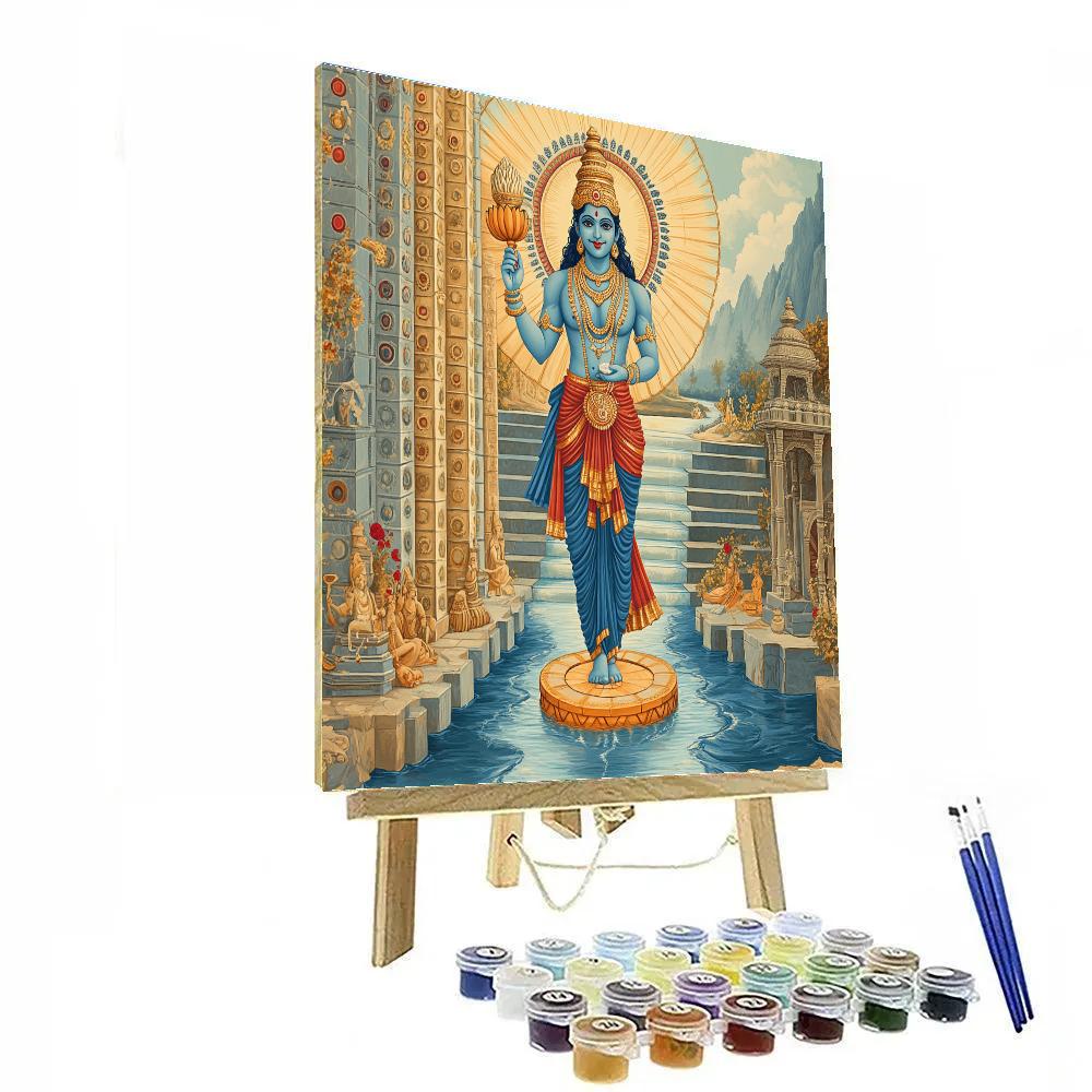 Vishnu Protecting The River Of Time With Chakra Gate Painting by numbers kit