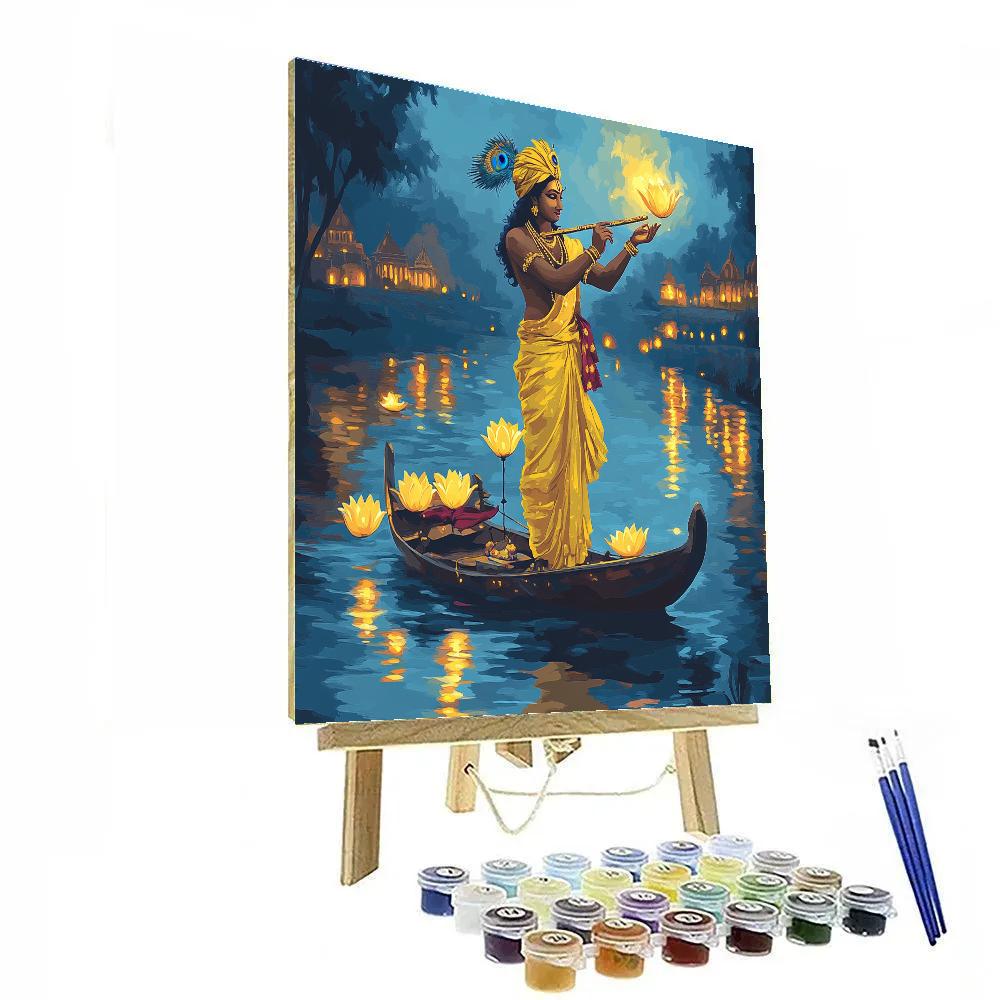 Krishna Riverboat Lantern Ceremony Number painting
