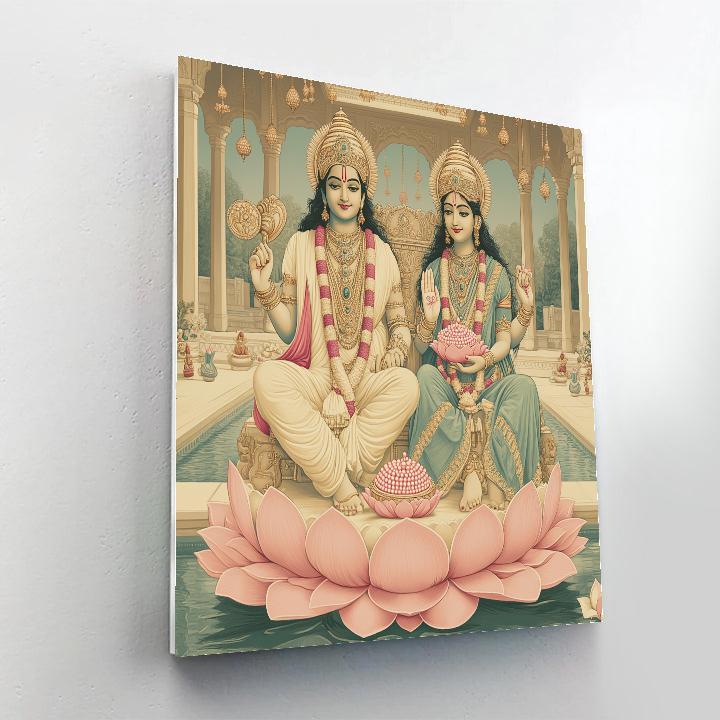 Vishnu And Lakshmi In The Pearl Light Courtyard Number painting