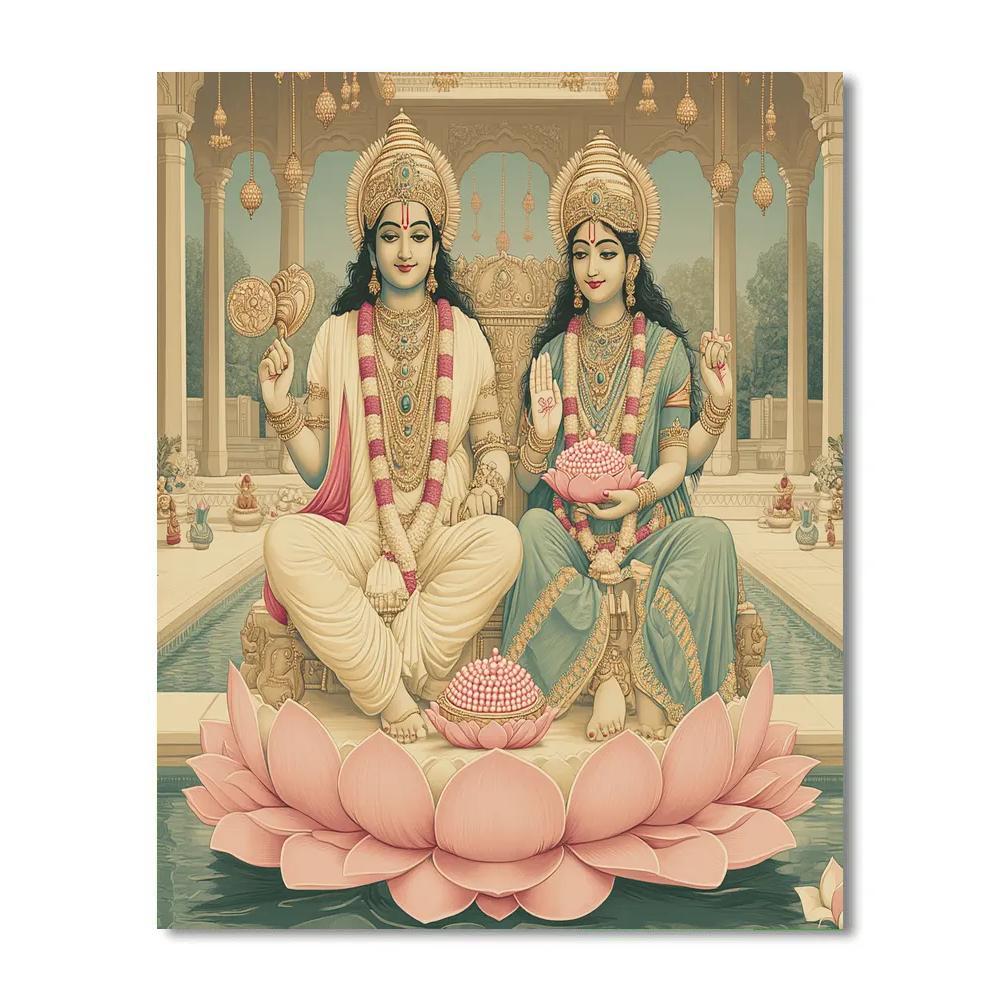Vishnu And Lakshmi In The Pearl Light Courtyard Number painting