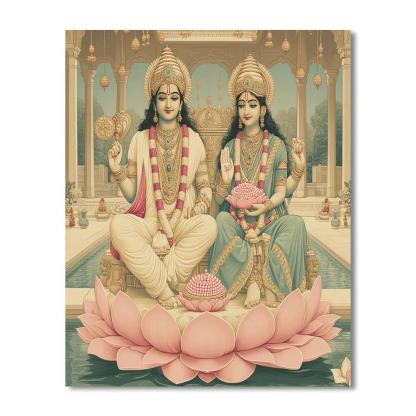 Vishnu And Lakshmi In The Pearl Light Courtyard Number painting