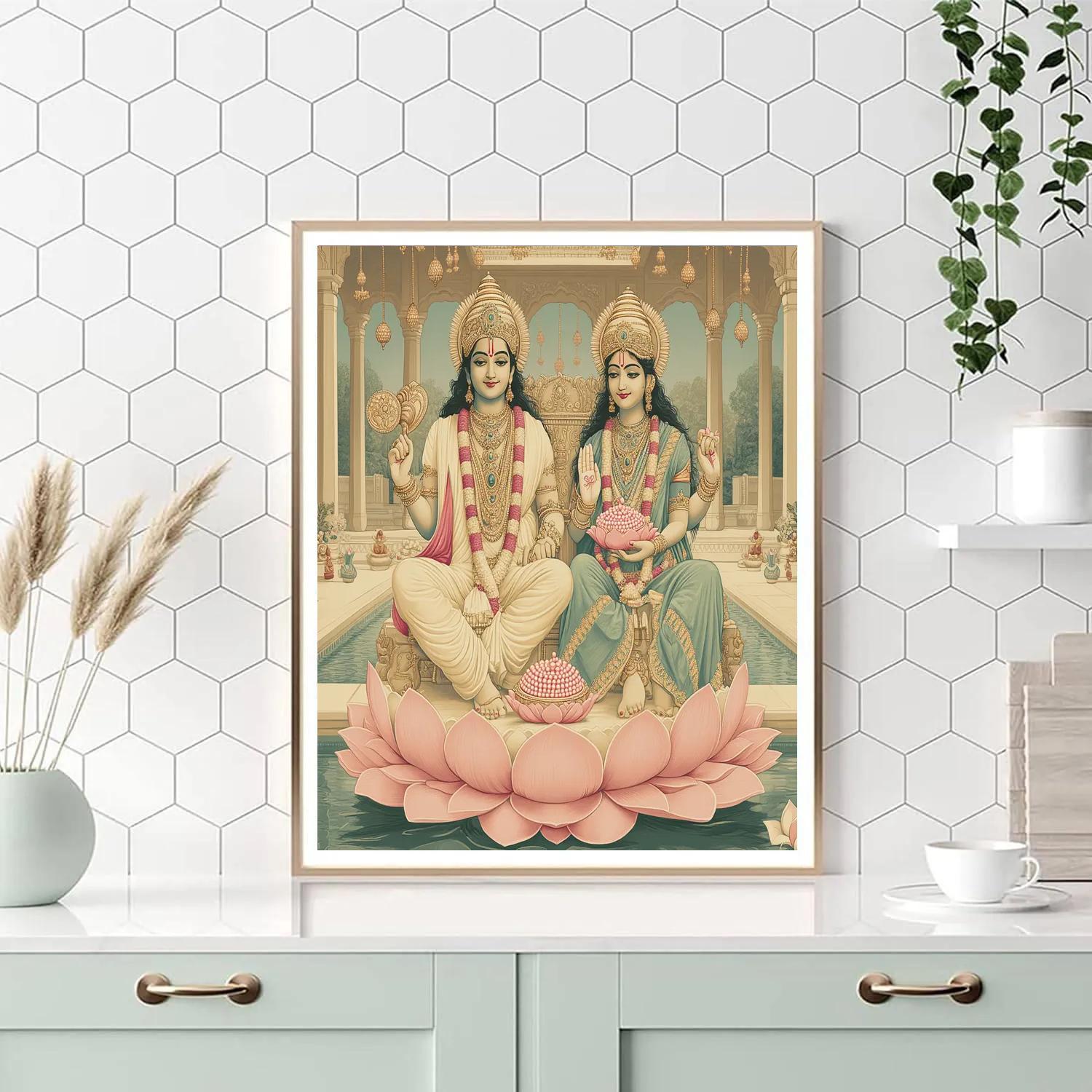 Vishnu And Lakshmi In The Pearl Light Courtyard Number painting