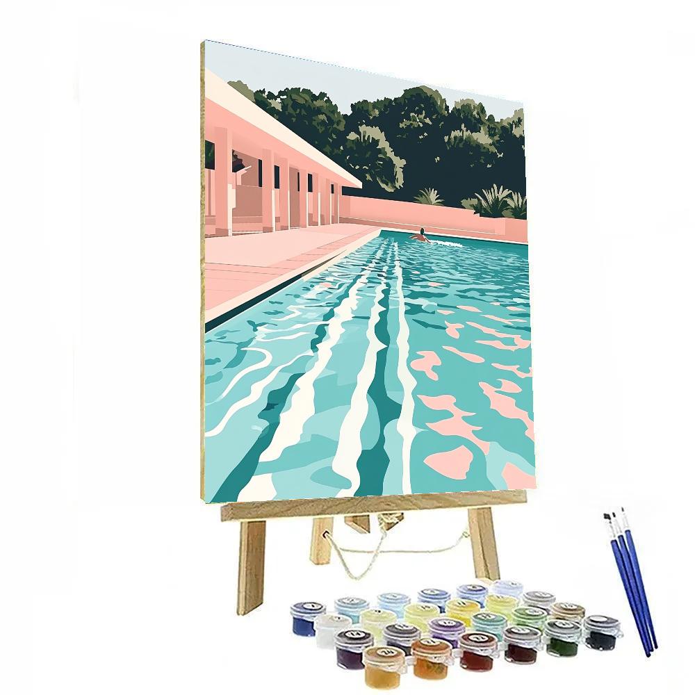 David Hockney Inspired Swimming Pool Afternoon paint by number