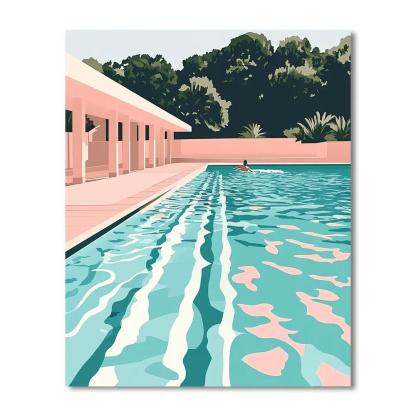 David Hockney Inspired Swimming Pool Afternoon paint by number