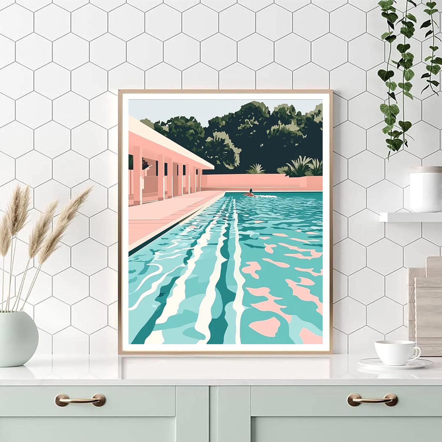 David Hockney Inspired Swimming Pool Afternoon paint by number