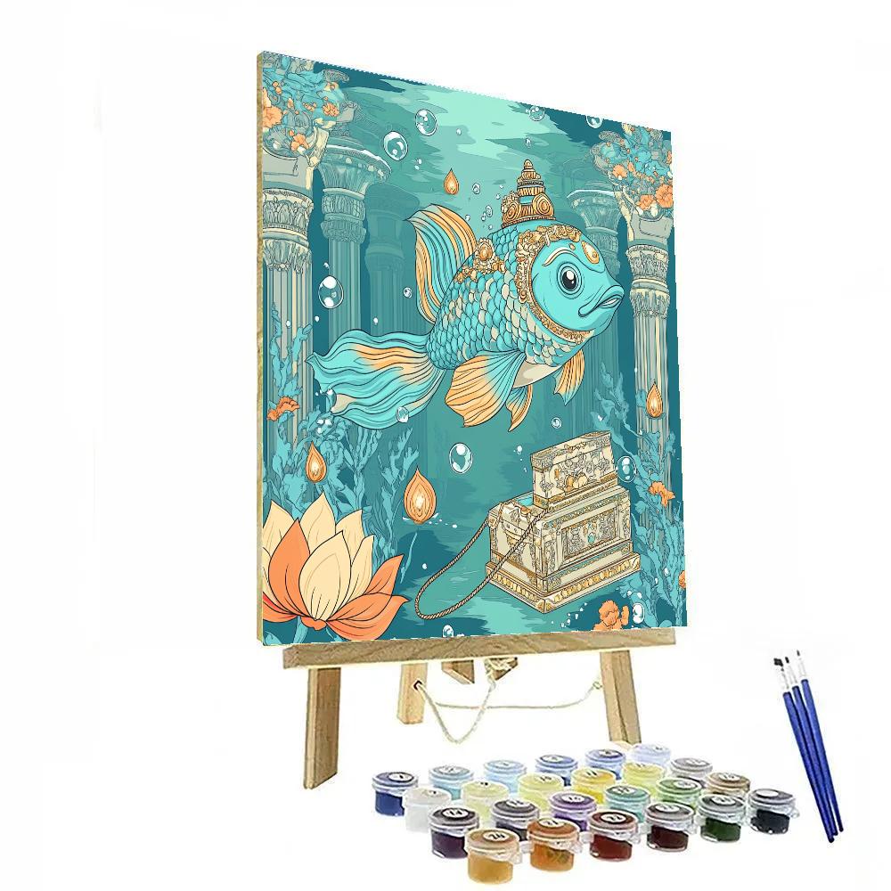 Vishnu As Matsya Guiding A Submerged Temple Archive Painting by numbers kit