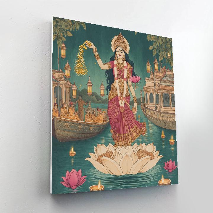 Riverboat Festival With Lakshmi Blessings painting number kit