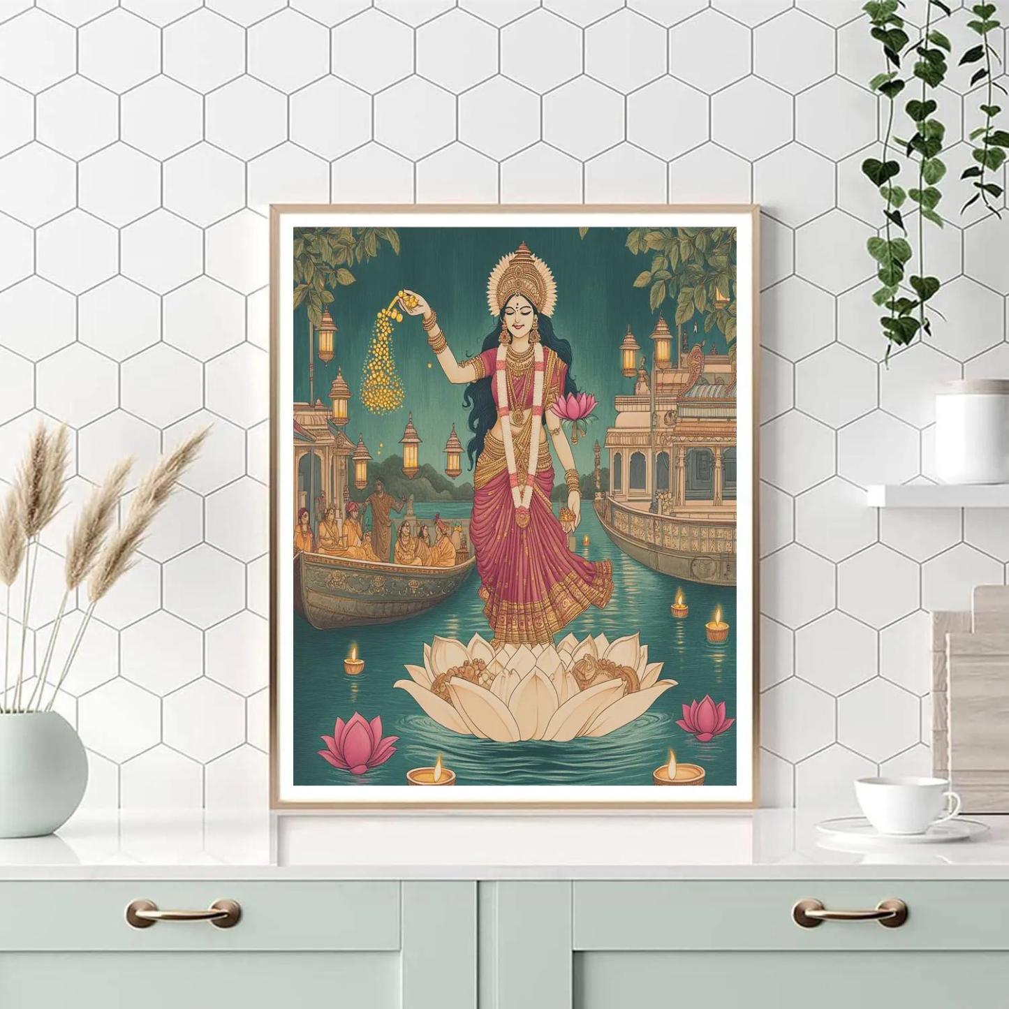 Riverboat Festival With Lakshmi Blessings painting number kit