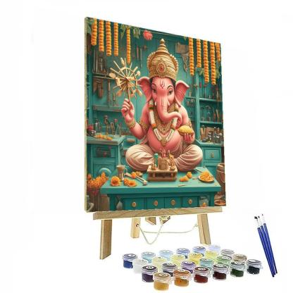 Windmill Workshop With Ganesha Painting by numbers kit